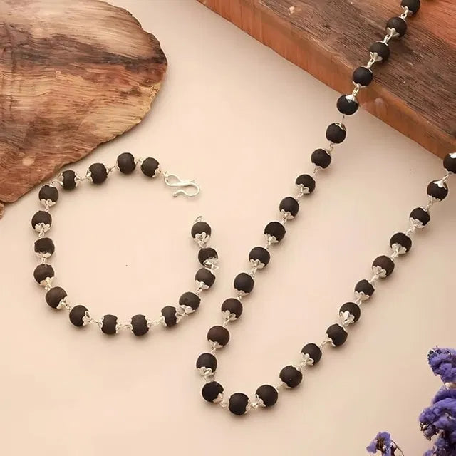 🔥 Silver Plated Karungali Mala + Karungali Bracelet Combo 🔥